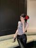 2025 Spring/Summer Hong Kong Style Spicy Girl 3D Floral Hollow Cropped Slim Vest Trendy Knitwear