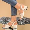 Soft Sole Strap Sandals Women's 2025 Summer Block Heel with Skirt French Bow Outer Heels