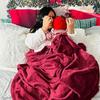 Super-Soft Mid Winter Fleece Double Blanket Cozy Heaven Deluxe Fleece Blanket Ultra-Soft Fluffy & Warm, 228.6 X228.6 CM