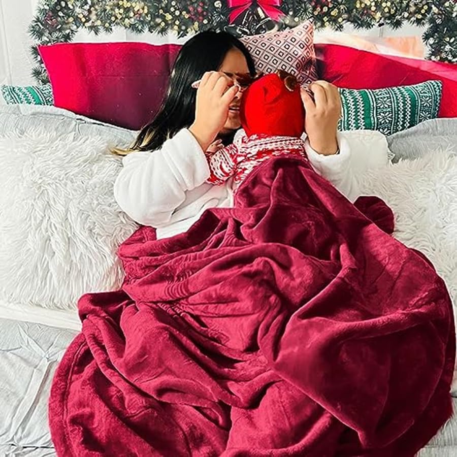 Super-Soft Mid Winter Fleece Double Blanket Cozy Heaven Deluxe Fleece Blanket Ultra-Soft Fluffy & Warm, 228.6 X228.6 CM