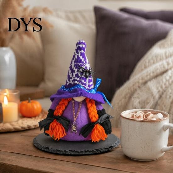 Ghost Festival Table Decor Halloween Witch Plush Gnomes, Cute Faceless Dwarf Doll with Soft Gifts Spider Bat, Home Office Indoor Party Gnome