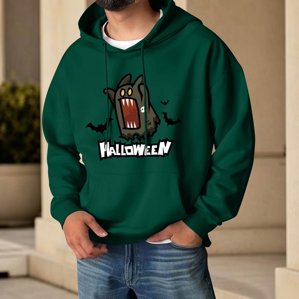 Men's Halloween Print Hoodie with Pockets Long Sleeve Casual Pullover