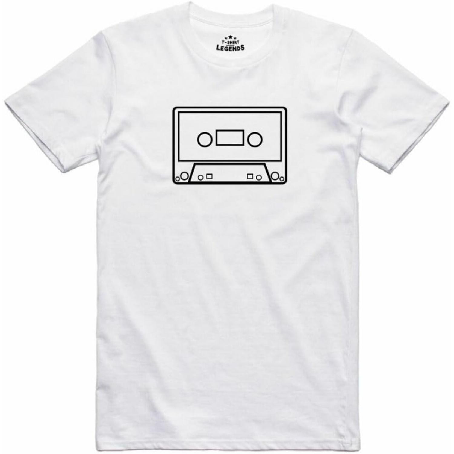WANGJIA Cassette Tape Old School Retro Cult Music Mens White T-Shirt Unisex Tee Clothing S
