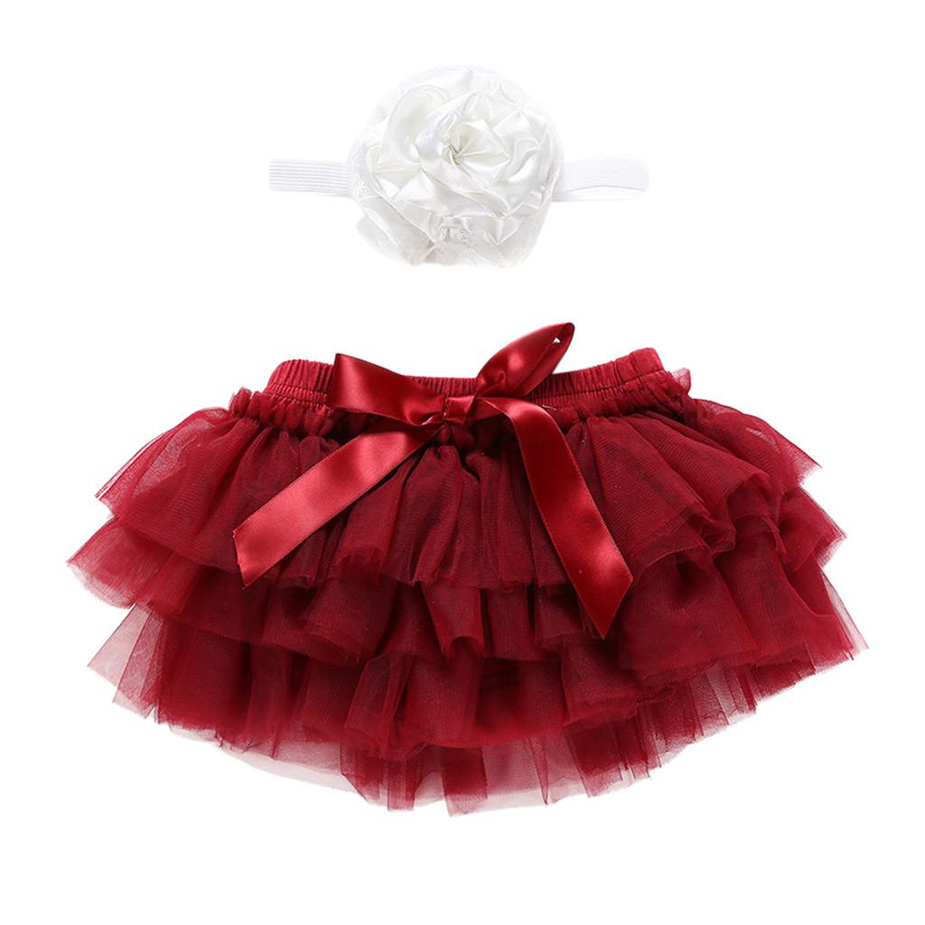 Baby Floral Headband and Bow Tulle Skirt Set Infant Toddler Outfit Soft Elastic Waistband Lightweight Breathable Material for 0M-24M