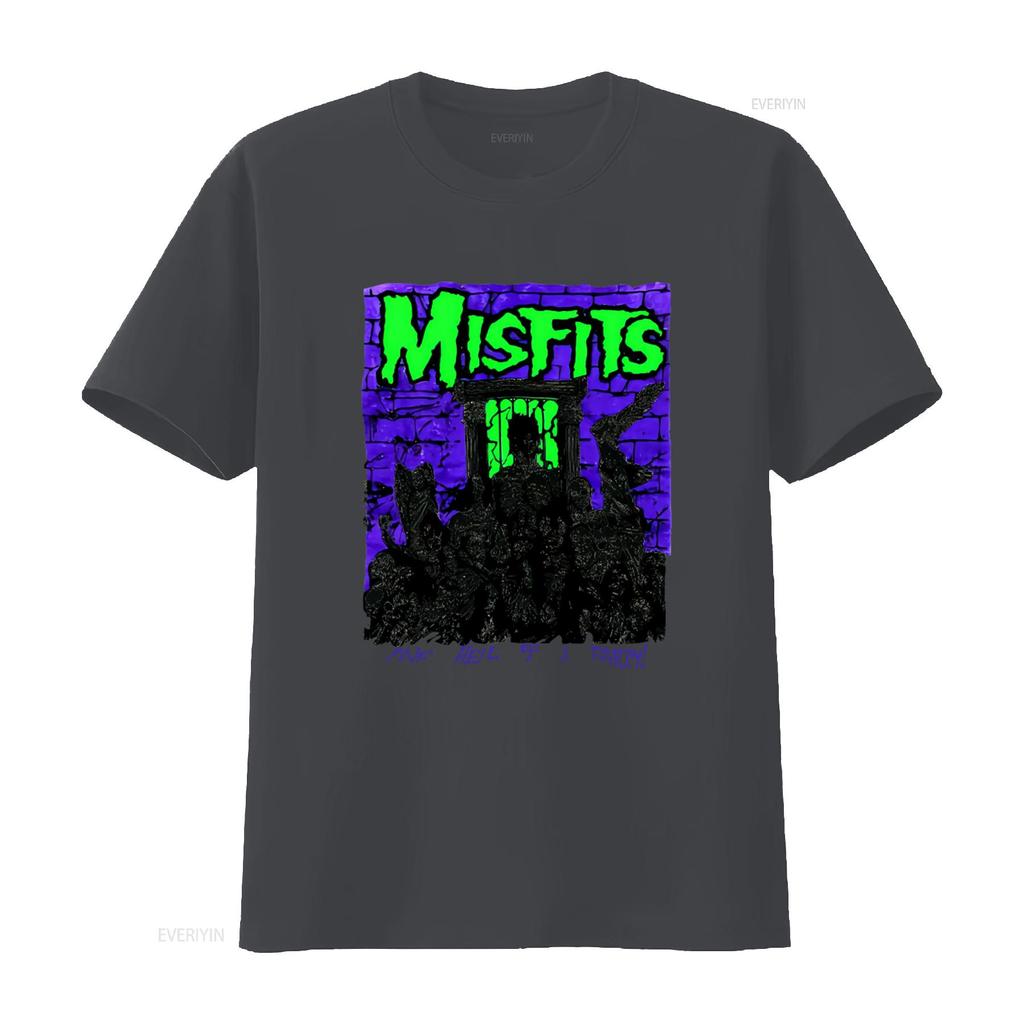 MISFITS 80s Rockband One Hell of A Party T-shirt Vintage Stijl voor Fans vintage Gewassen Stijlvolle grafische print Veelzijdig
