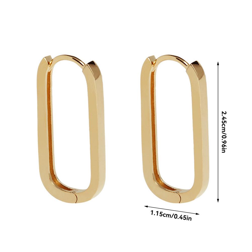 Geometric Square Earrings Hoop Earrings Rectangular Lock Buckle Pierced Ear Fashionable Jewelry Accessories Delicate Wear Ear For Party