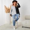 Plus Size Women S Color Block Crew Neck Long Sleeve Loose Fit Top
