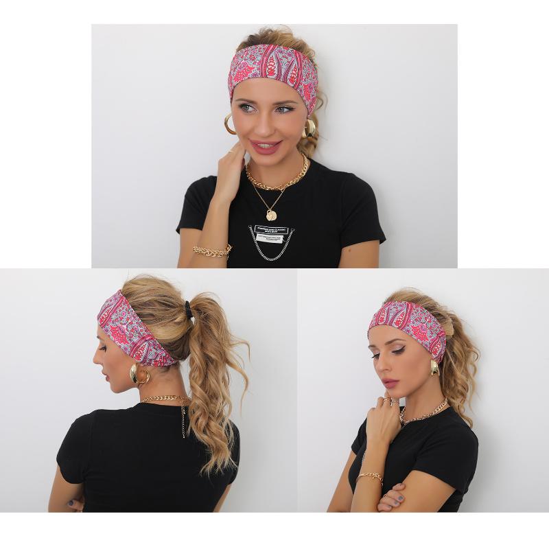 Printed Sports Headband Yoga Headband Sweat-absorbent Antiperspirant Women's Wide-brimmed Headscarf