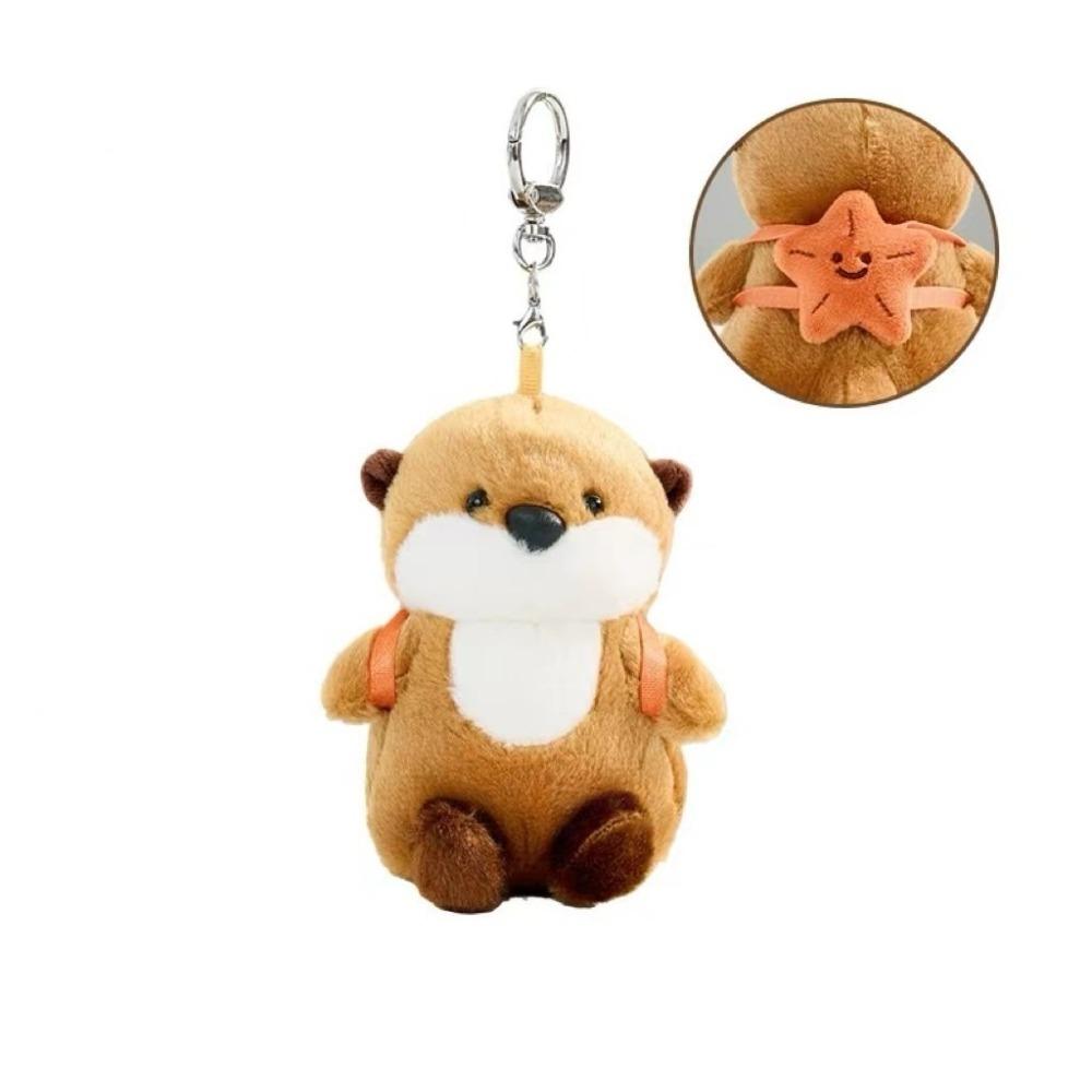 Christmas Gift Soft Stuffed Otter Keychain Fluffy Cotton Cartoon Otter Pendant Kawaii 11Cm Stuffed Otter Backpack