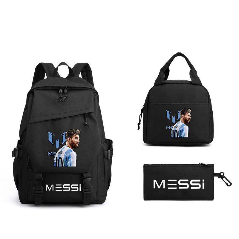 Messi Football Schoolbag Star Surrounding High School Junior High School Primary School Students Men And Women Large-Capacity Three-Piece Backpack