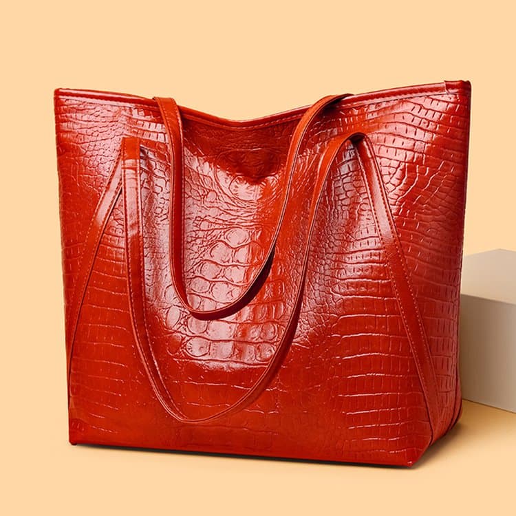 Duża torba shopper damska na ramię z nadrukiem krokodyla