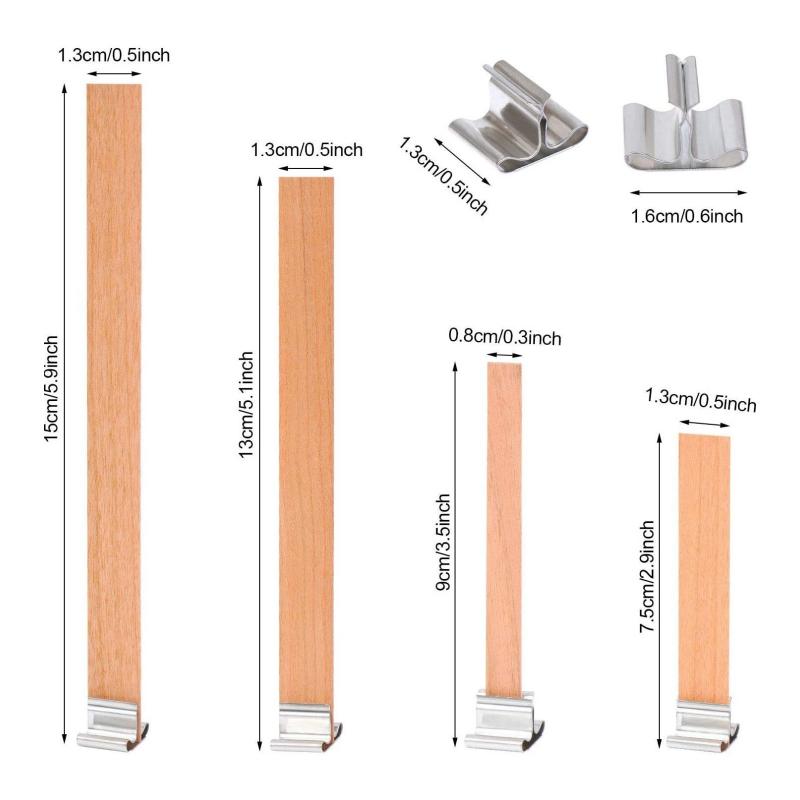 10/30pcs Wooden Candle Wick Set With Clip Base Smokeless Candle Wicks for DIY Paraffin Candle Jar Making Candle Making Supplies
