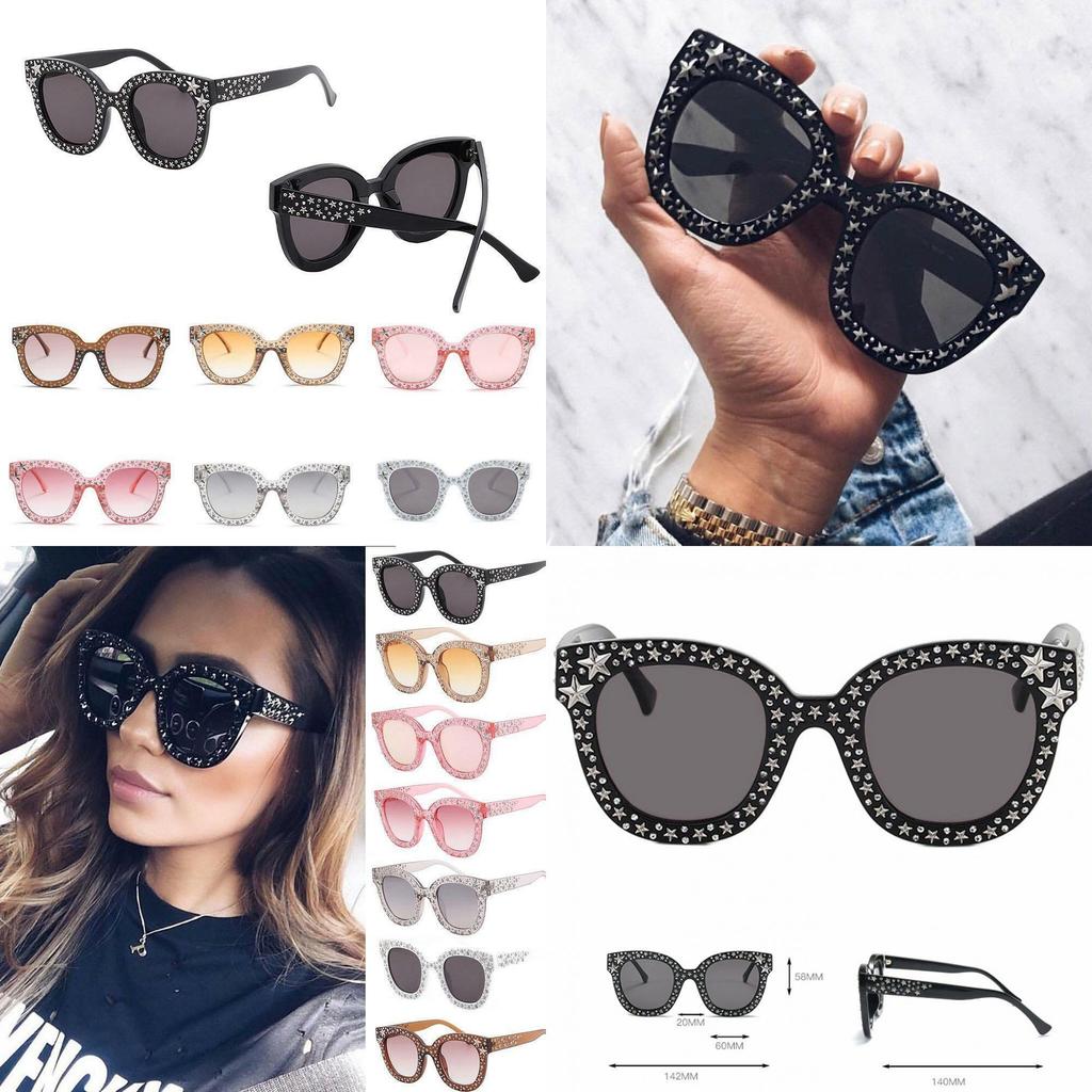 Eleganti Occhiali da Sole Quadrati Oversize con Strass Bling per Moda Protezione UV