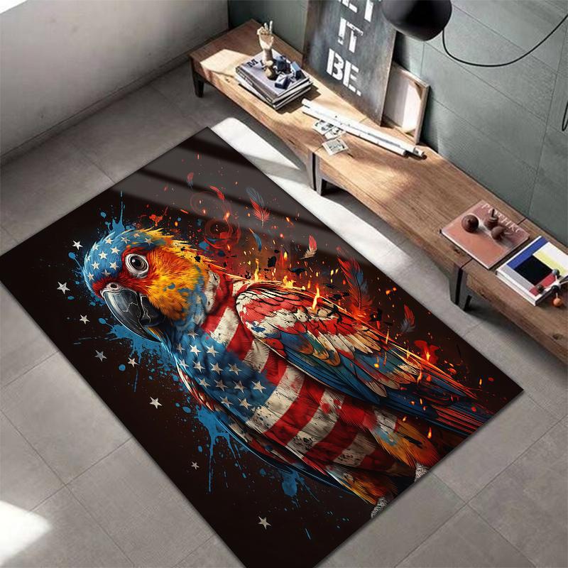 American Flag Dog SkullPattern Square Carpet,Area Rug,Carpet Rug for Living Room Bedroom Sofa Playroom Decor,Non-slip Floor Mat,Holiday Birthday Gifts