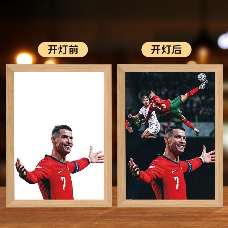 CR7 Light Painting LED Lamp Cool Gift for Football Fans Boy Boyfriend Dad