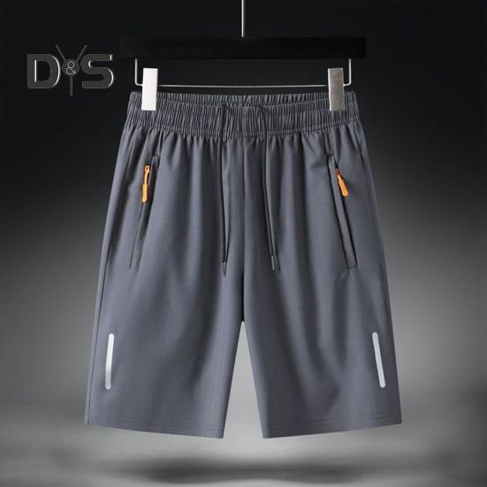 Pantaloni scurți pentru bărbați, cu talie elastică, cu talie mijlocie, cu șnur ajustabil, cu design ergonomic, pantaloni scurți casual din mătase de gheață, de culoare solidă