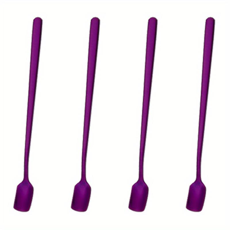 4 buc, set de linguri de desert reutilizabile din oțel inoxidabil cu mâner lung pentru uz casnic, restaurant și petreceri - perfect pentru înghețată, lapte și cafea