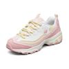 Skechers DLites 1.0 Fabric Synthetic Leather Milk Tea Bear Peach Women Sneakers White Pink 149906-PKYL