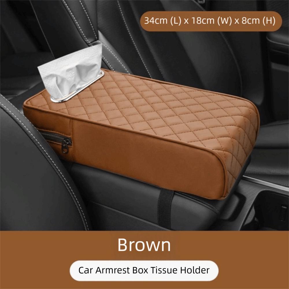 Universal Armrest Box Mat Solid Color Car Decor Car Armrest Box Cover PU Leather Armrest Box Protection Cover