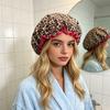 Shower Cap Leopard Zebra Dot Printing Double Layer Protection Waterproof Hair Hat with Elastic Band Makeup Shower Hat