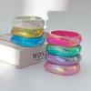 Irregular Geometric Colorful Resin Bangles Punk Hip Hop Chunky Bangles Laser Bracelets  Boho Style