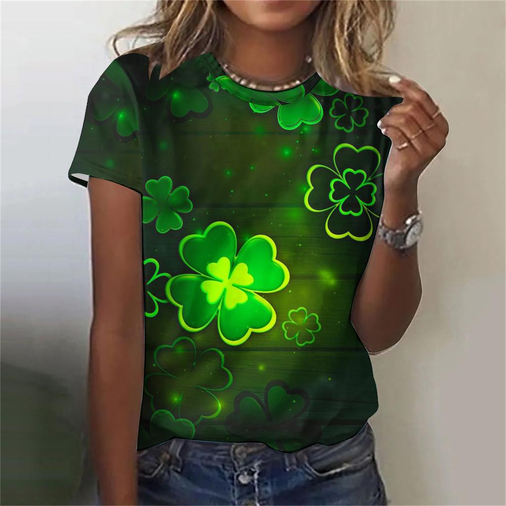 Women's T-shirt 3D Pattern Printed Casual Short Sleeved O-Neck Top Fashionable Street Women's Clothing