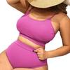 2025 Bikini halter plus size dla kobiet - Jednokolorowy strój kąpielowy wakacyjny