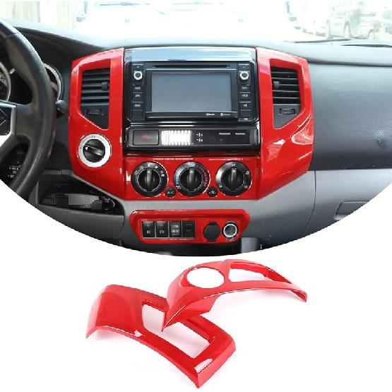2 Piece Car ABS Interior Central Console Air Conditioning Vent Ring Frame Cover Decoration Car Accessories Suitable for Toyota Tacoma 2011 2012 2013