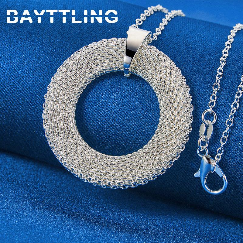 Charm 925 Sterling Silver 16-30 Inches Fine Hollow Round Necklace For Women Men Fashion Wedding Gifts Jewelry Party