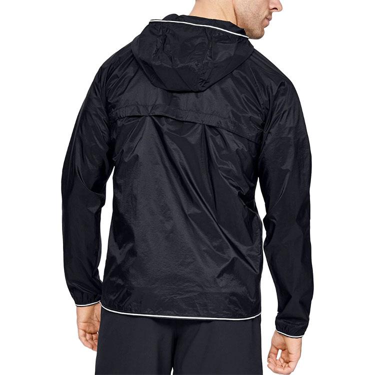 Under Armour Qualifier Storm Running Windbreaker Jacket With Hood and Logo Men Outerwear Black 1326597-001