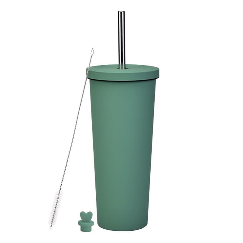 830ml Stainless Steel Insulated Tumbler With Wide Opening Straw Lid Bubble Tea Coffee Water Vacuum Thermos Cup Office