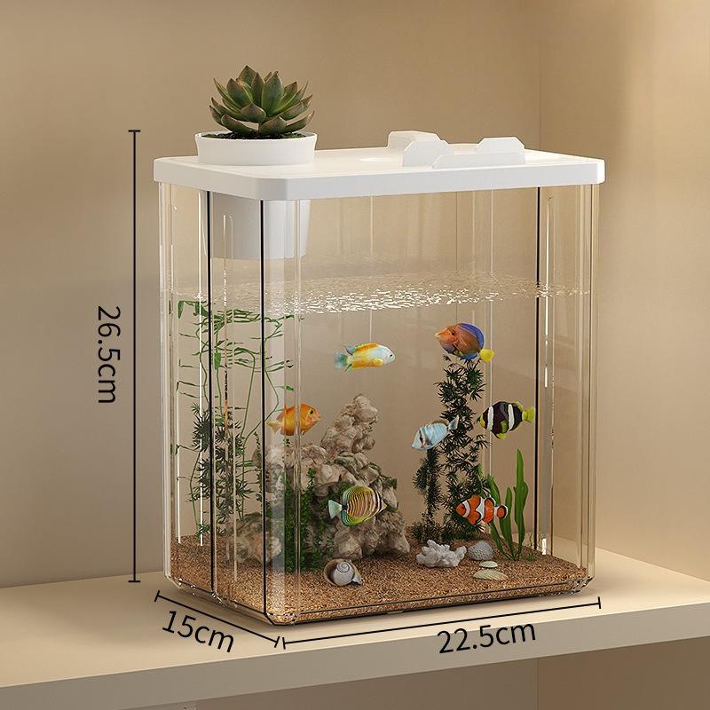 Moderner Tisch-Aquarium, Dekoratives Aquarium mit geringem Wartungsaufwand für Kampffische oder Garnelen, Aquarium, Kampffisch-Aquarium, Kristallklares Mini-Aquarium
