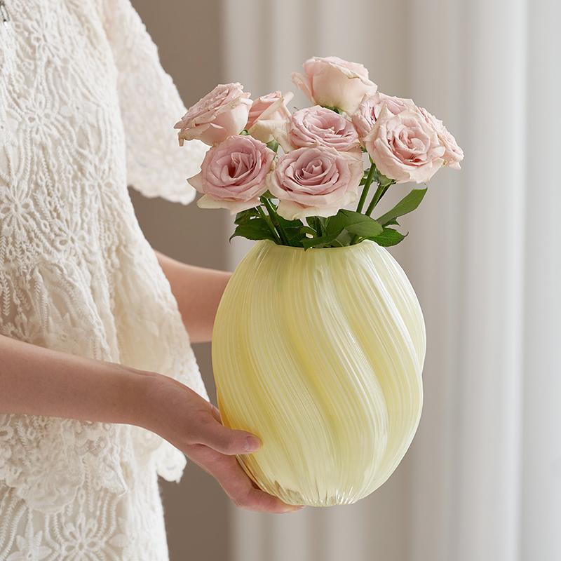 Französische Vase Gefühl Glas Milchiger Jadeschimmer Wohnzimmer Wasser Nährend Blumenarrangement Antikes Blumengeschirr Muttertag