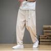 Jarné bavlneno-ľanové nohavice pánske elastický pás ležérne harémové nohavice voľné tepláky tradičné čínske nohavice pantalons homme