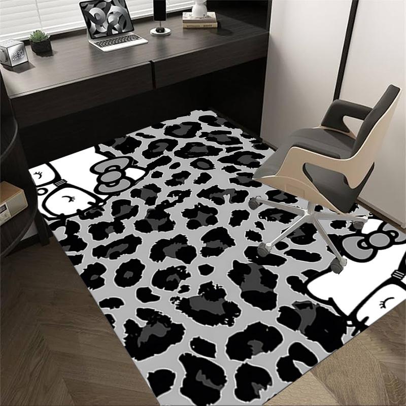 1pc Leopard Print Hello Kitty Carpet Anti Slip Polyester Floor Mat for office.Bedroom
