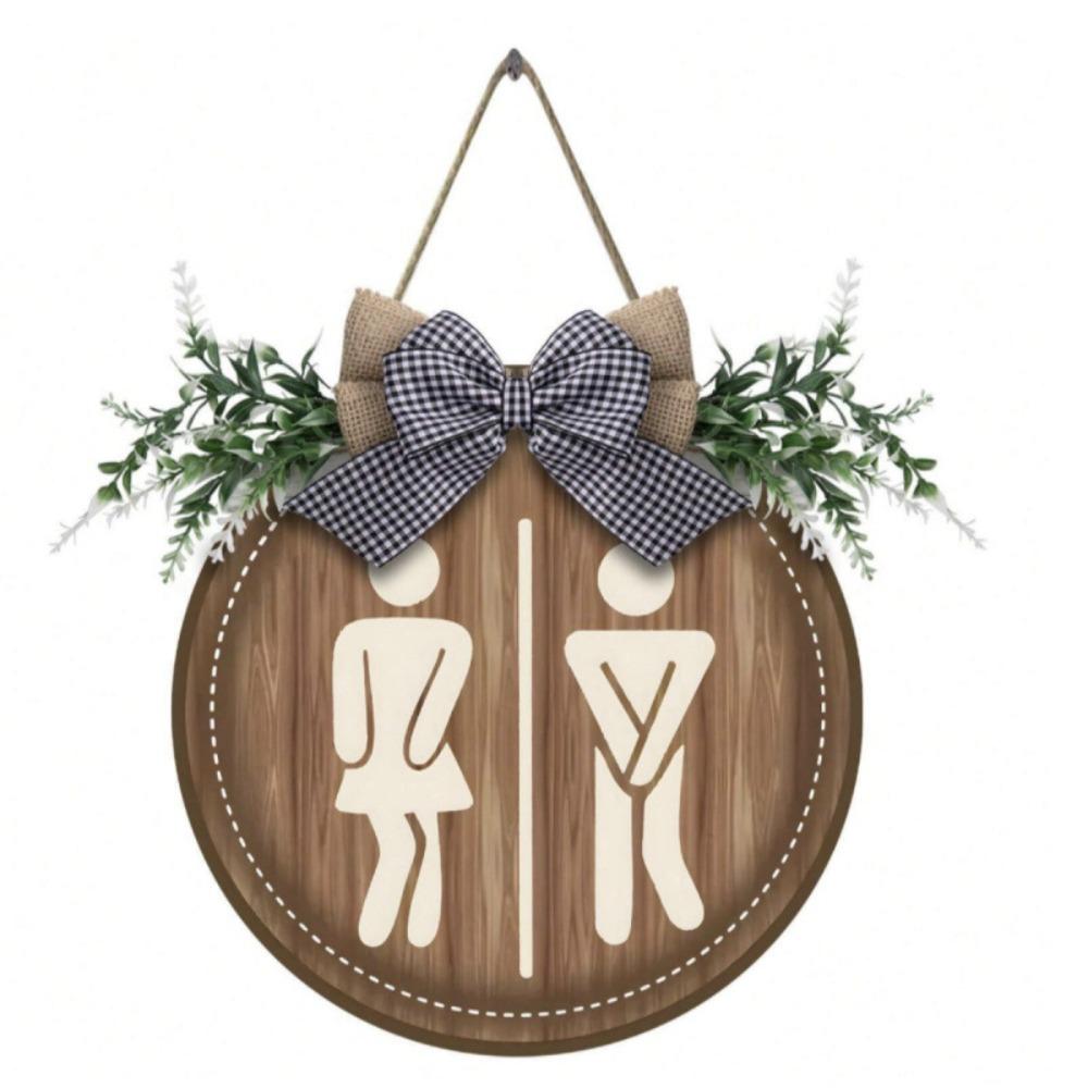 Wooden Bathroom Sign Plate Ornament Toilet Decorative Plate Group Living Area