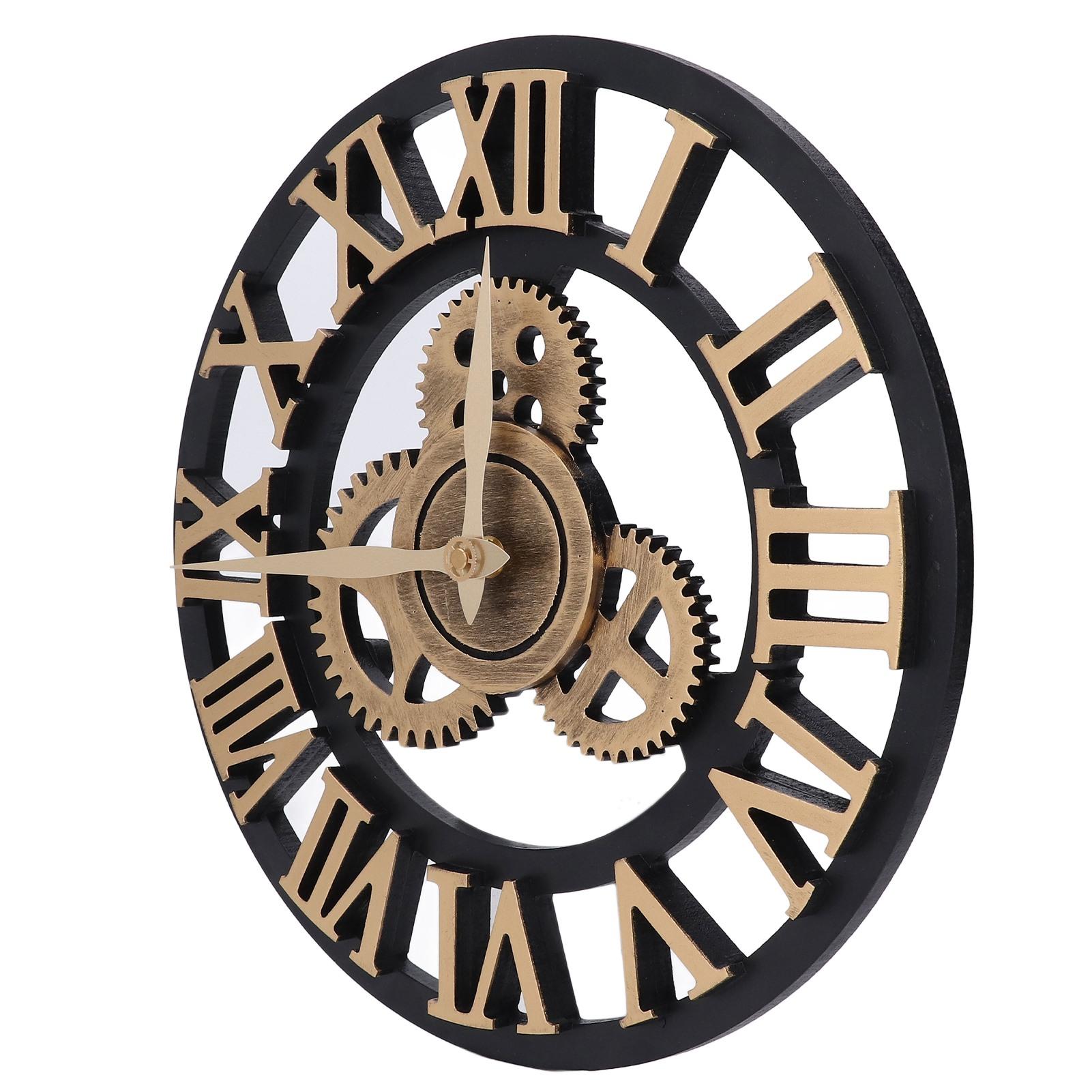

Большие 3D Ретро Настенные Часы 34СМ Винтажные Деревянные Настенные Часы с Шестеренками Цифры Часы в Индустриальном Стиле для Дома Гостиной золотой