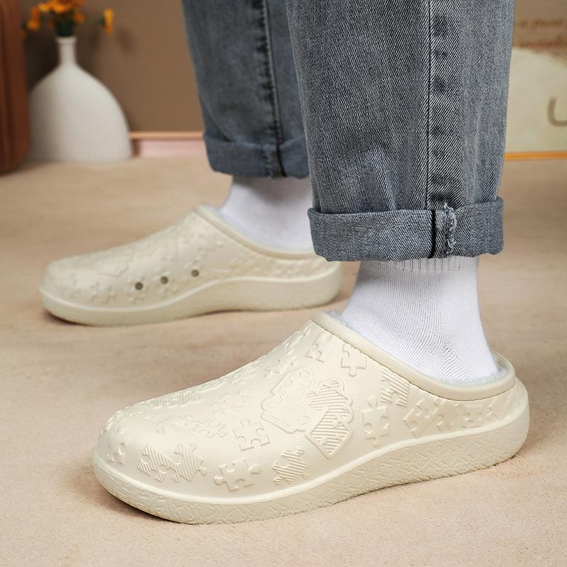 New Winter Unisex Home Cotton Shoes Warm Plush Slippers Couple's Indoor Anti-slip House Slides Men And Women Soft EVA Shoes