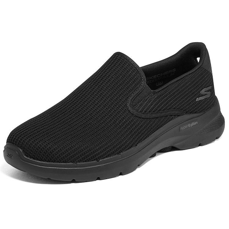 Skechers Go Walk 6 Mesh Fabric Comfortable Simple Low-Top Casual Shoes Men Sneakers Black 216201-BBK