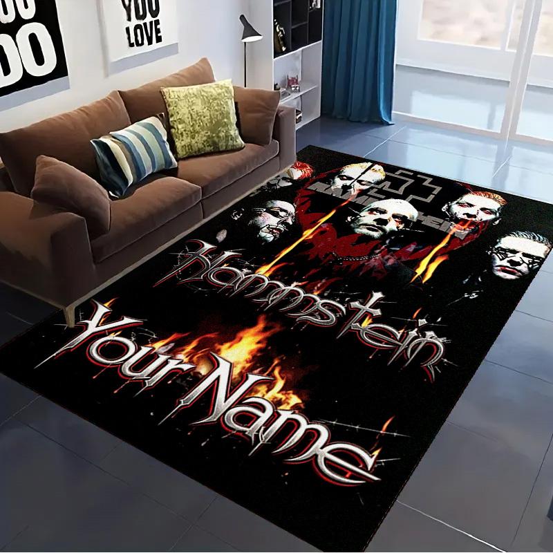 Name Custom Electronic Metal Band Carpet Rug for Living Room Bedroom Home Sofa Decoration,Kids play Non-slip Floor Mat