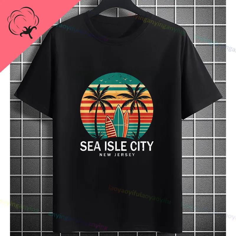 Unisexs South Beach Miami Retro Vibes Print Tshirt With Vintage 80s Design Casual Shortsleev Crewneck Pure Cotton Tshirt