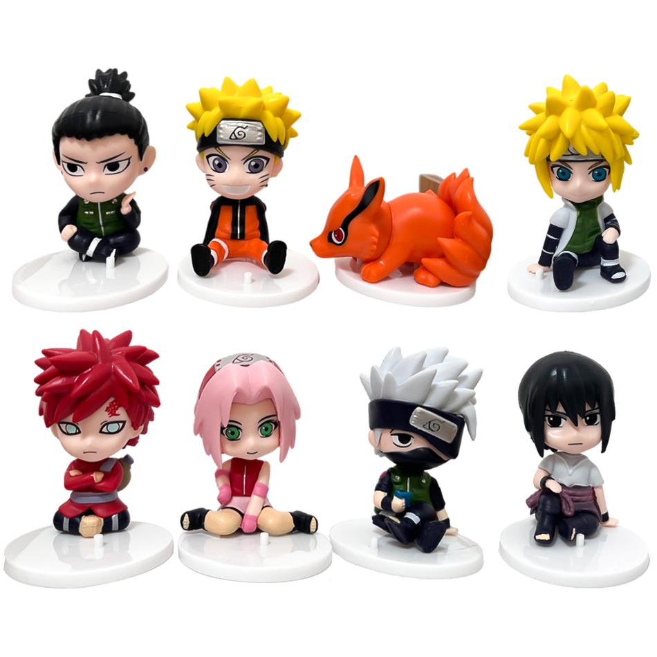 Anime 8Pcs Set Naruto Figure Kakashi Sasuke Uchiha Itachi Gaara Haruno Sakura Action Figural Q Version Pvc Model Kids Toys Gift