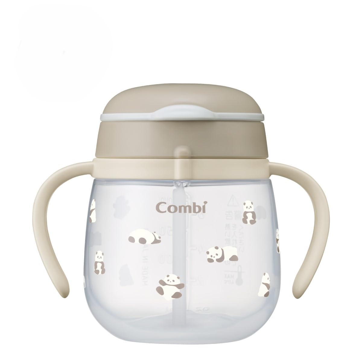 

Combi Rakumug Leakproof Straw 240ml Panda Design for Babies 6 Months and Made in Japan Mug Series Up, [2015 Model]