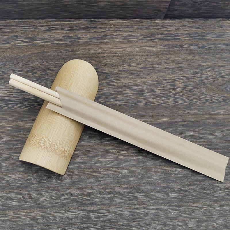 Food-Grade Kraft Paper Chopstick Sleeves - Disposable, Plain, Restaurant Use