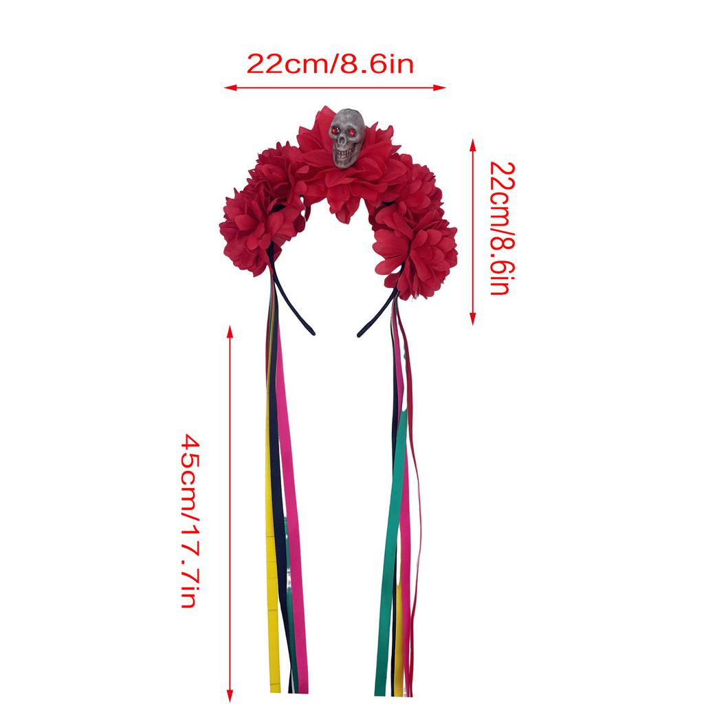Gothic Skull Witch Party Rose Hair Hoop Halloween Skull Role Play Costume Proms Party Live Show Headwear