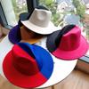 New Double-color Black and Red Woolen Felt Hat, European, American Autumn and Winter Party Fashion Flat-brimmed Jazz Top Hat Sample