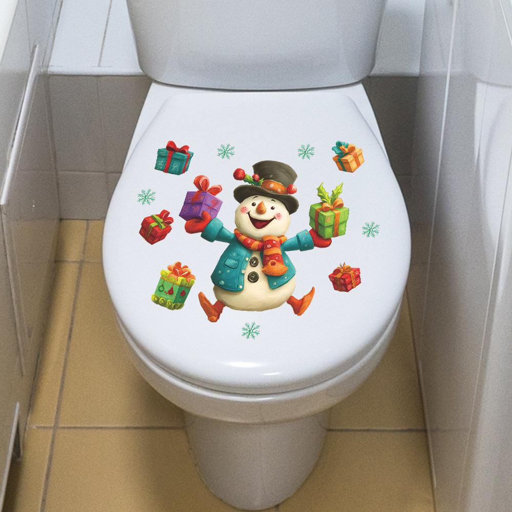 A Funny Snowman Bathroom Toilet Decoration Sticker for Giving Christmas Gifts