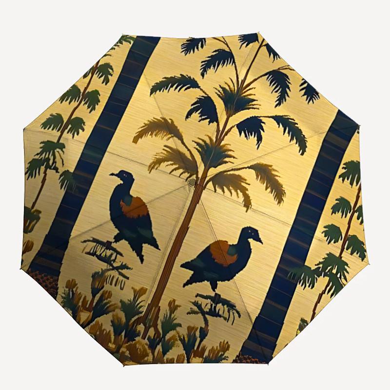 1pc Palm Trees BirdsAutomatic Open/close Umbrella, 8-Rib sturdy structure, Portable Travel Umbrella, Parties, Everyday Usec75