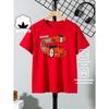 European sizes Boys' Short-sleeve T-shirt,Cotton with Printed Design, Red Racing Car Number Eight Children's Short Sleeves