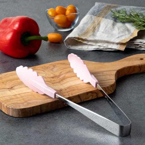 Endo Shoji Commercial Antibacterial Heat-Resistant Colorful Tongs, Pink, Stainless Steel Metal Parts, 66 Nylon Tips, Glass Fiber (with Antibacterial A